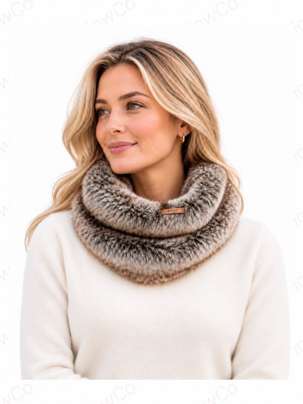 Barts Fur Deluxe Faux Fur Neck Warmer Cowl Gray Taupe Brown One Size